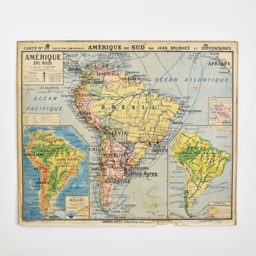 French Vintage Wall Map Hatier 20 – South America