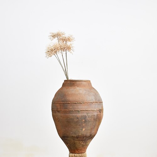 Large Antique Terracotta Olive Jar Urn – O