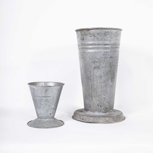 Pair Of French Galvanised Flower Buckets - Vases