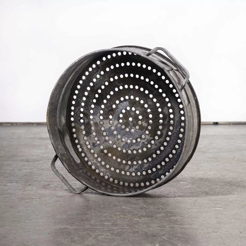 Vintage French Galvanised Round Sieve