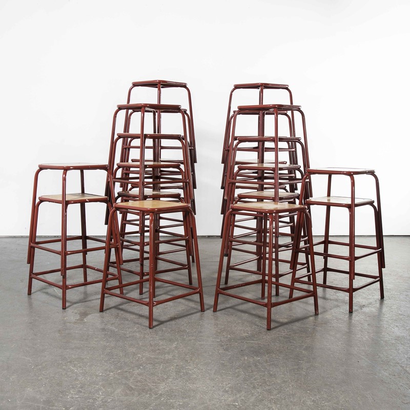 1970's French Dark Red Stools - Various Qty Availa-merchant-found-1314999d-main-637671260994461495.jpg