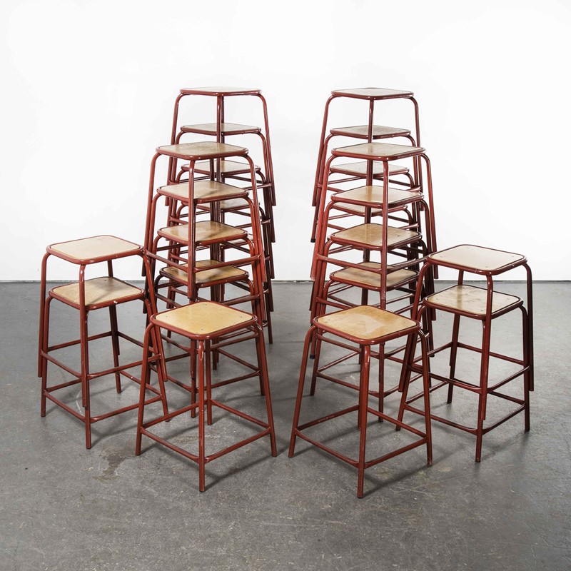1970's French Dark Red Stools - Various Qty Availa-merchant-found-1314999y-main-637671260704618854.jpg