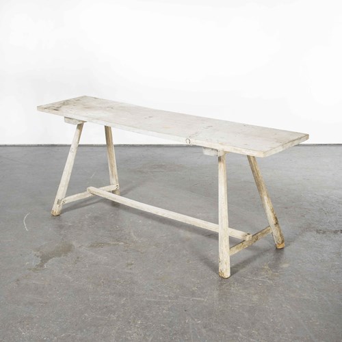 19Th Century Original French Washing Table - Scrubbed And Bleached Top
