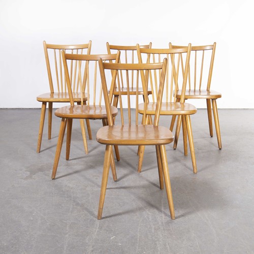 1950'S Beech Stickback Chairs By Hiller-Set Of Six