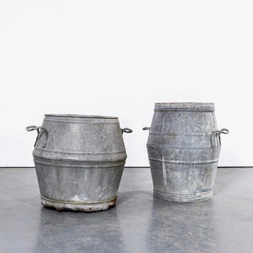 1940'S Original Belgian Washing Dolly Tubs - Planters - Pair