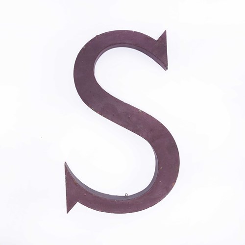  1950’S French Maroon Zinc Letters – Letter S