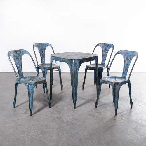 1950's  French Multipl's Table Chair Set - Blue