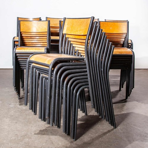  1960'S French Mullca Stacking Dining Chairs - Dark Graphite Model 510