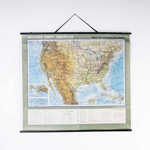 Late 20Th Century Educational Geographic Map - USA Topography