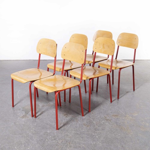1970's Czech Industrial Chairs - Red - Set Of Six