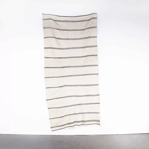  Vintage Berber Fine Monochrome Stripe Hanbel Rug