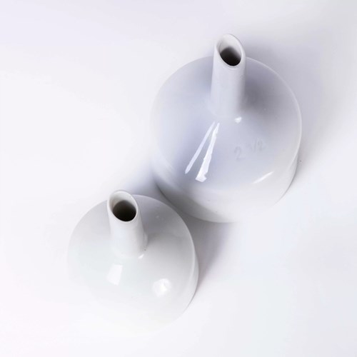 New Old Stock Heavy Ceramic White Funnels - Pair