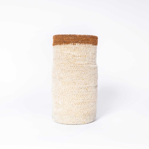Contemporary Chalk Tapered Drum Basket - Water Hyacinth