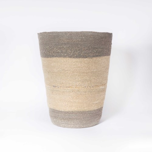 Contemporary Simple Wide Slate Top Basket - Water Hyacinth