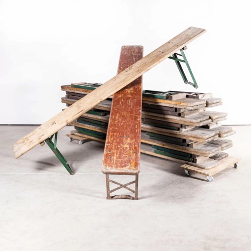 1950'S Ex Army Large French Folding Benches
