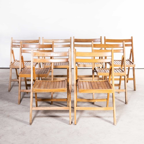 1960's Beech Folding Chairs - Set Of  Eight - (Mod
