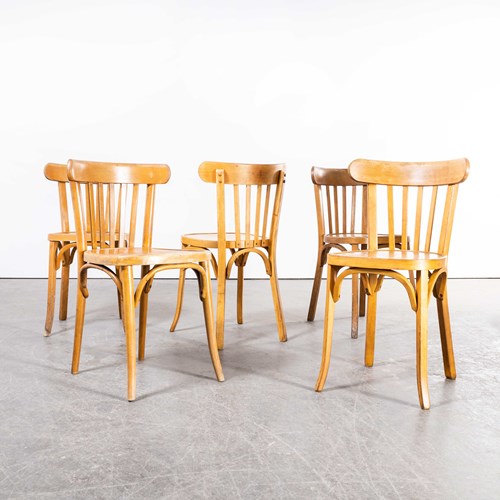 1950'S French Honey Colour Dining Chairs - Harlequin Set Of Five