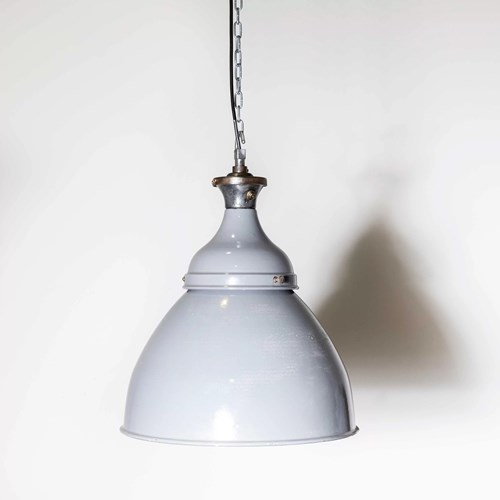 1950'S Double Domed Benjamin Enamelled Pendant Lamps - 18 Inch - Restored