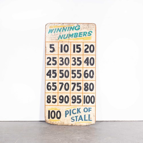 1950'S Original Winning Numbers Large Fairground Sign - Odds