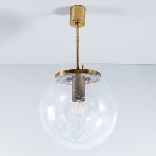 1950'S Large White Mottled Goto Glass Suspended Ceiling Lamp