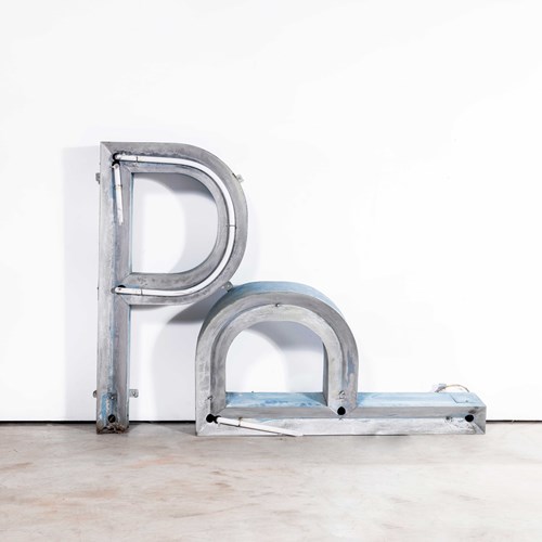1950'S Very Large Original Sign Letter P - One Meter High.