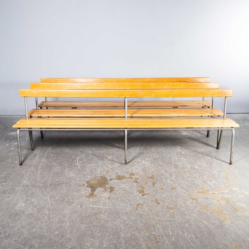 1950'S Original Mullca Long Bench With Back - 2.5 Metre - Large Quantity Availab