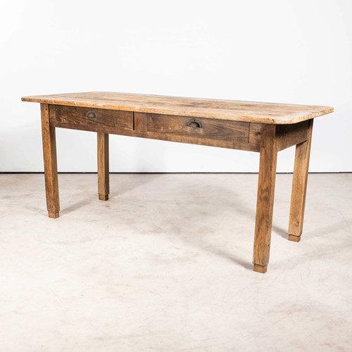 1950'S Original French Scrubbed Pine Farmhouse Table
