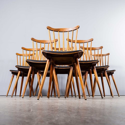  1950'S French Baumann Menuet Black Upholstered Dining Chair - Set Of Ten