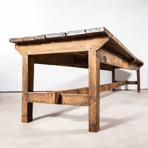 1940'S Planked Very Large Poplar French Farmhouse Table - 3.7 Metre