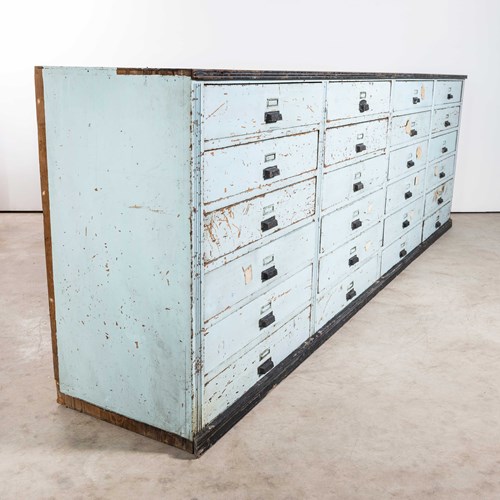 1940'S Large Bank Of French Workshop Drawers - Twenty Four Drawers
