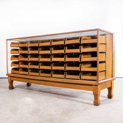 1950'S Glass Fronted  Haberdashery Cabinet - Thirty Five Drawer