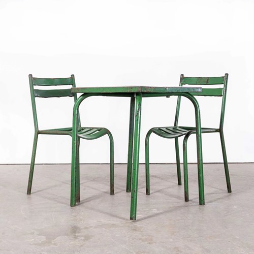 1950'S Original French Outdoor Table And Chair Set - Two Chairs
