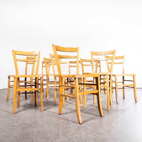 1950'S Luterma  French Blonde Simple Farmhouse Dining Chairs - Set Of Eleven