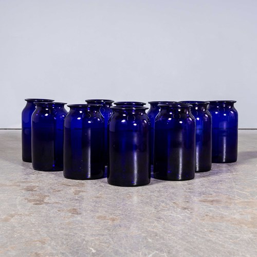 Cobalt Blue Glass Jar - Tall Vase - Mouth Blown
