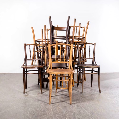 1940'S Mixed Light Bentwood Debrecen Spindle Back Dining Chairs