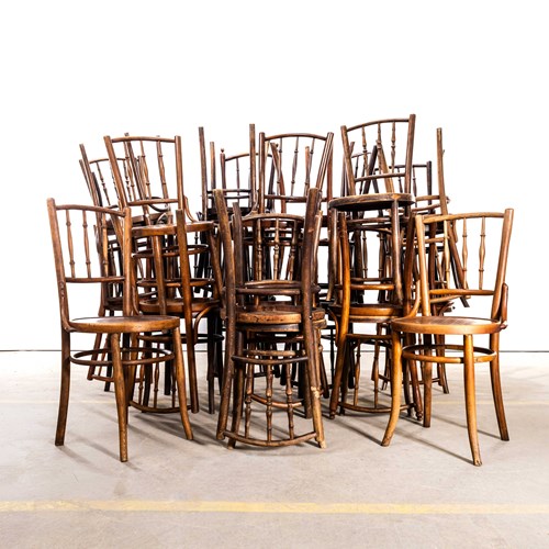 1940'S Mixed Dark Bentwood Debrecen Spindle Back Dining Chairs