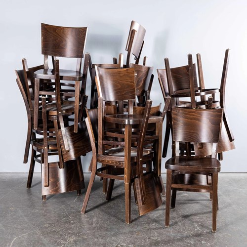 1970'S Dark Walnut Deep Back Dining Chairs By Ton