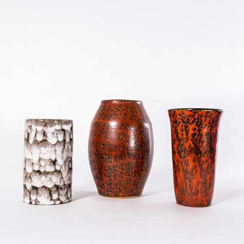 1960'S Ceramic Vases - Hot Lava - Set Of Three