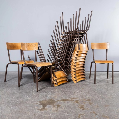  1960'S French Mullca Chocolate Frame Simple Stacking Dining Chairs