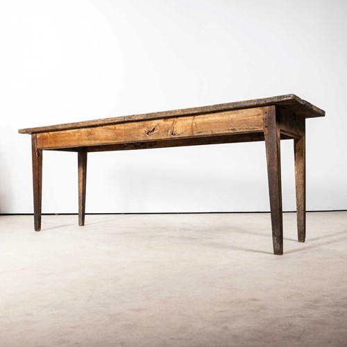 1940'S French Narrow Farmhouse Table - Two Plank Top