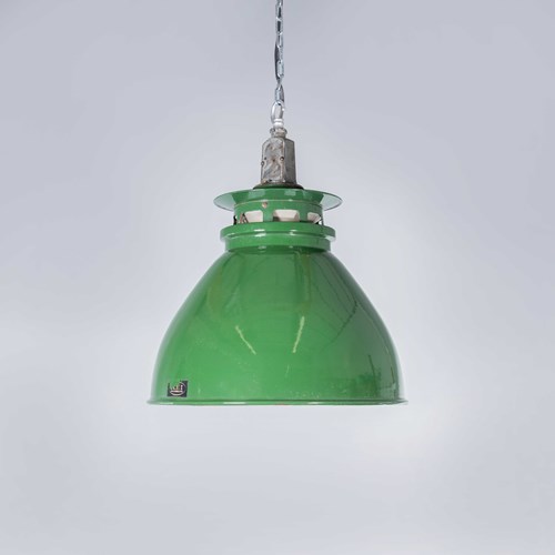 1950'S Large Green Industrial Pendant Lamps - AEI Lighting