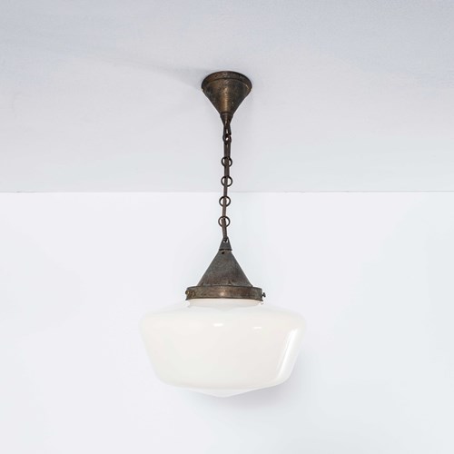1930’S Original French Opaline Glass Pendant Lamp