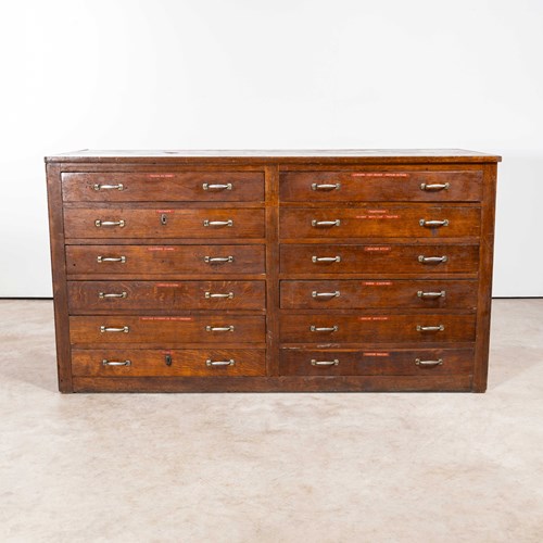 1940'S Large French Bank Of Drawers - Twelve Drawers