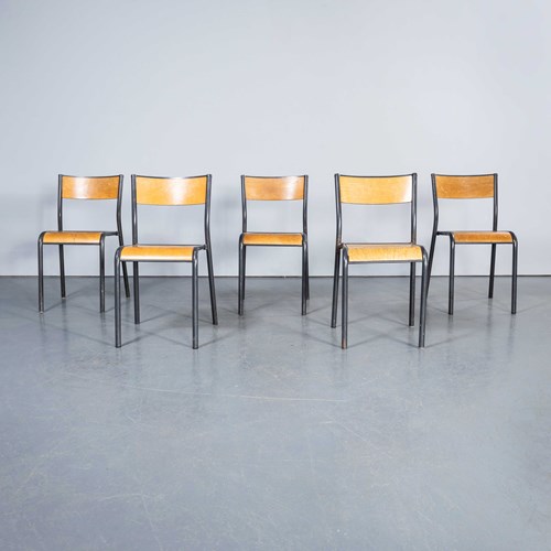 1960’S French Grey Mullca Stacking Chairs – Set Of Five