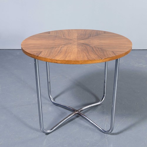 1970'S Classic Mid Century Round Small Side Table - Czech Production