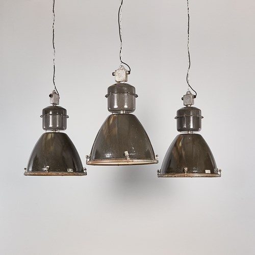 1960'S Very Large Czech Factory Pendant Lamps - Large Qty Available