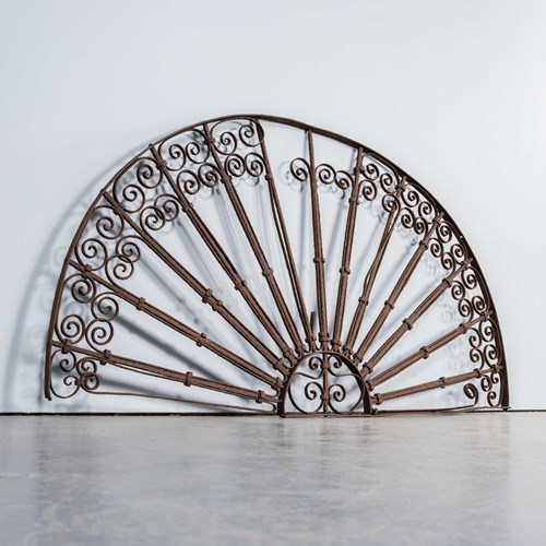 19Th Century Hand Forged Iron Gate Door Topper Arch