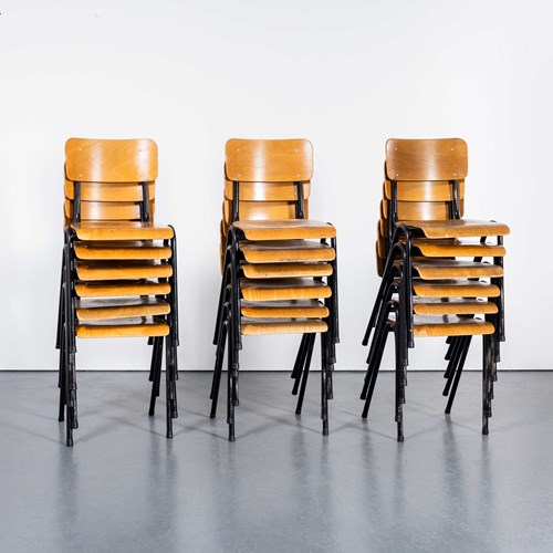 1960'S Original French Stacking University Chairs Wide Back