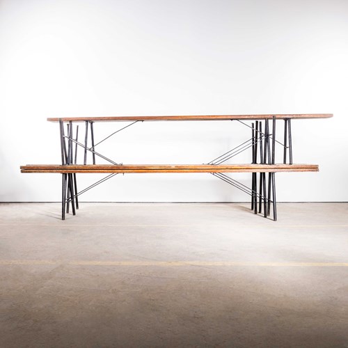 1950’S French Gymnasium Pitch Pine Benches