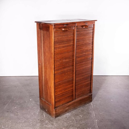1930'S Thonet Tambour Fronted Oak Cabinet
